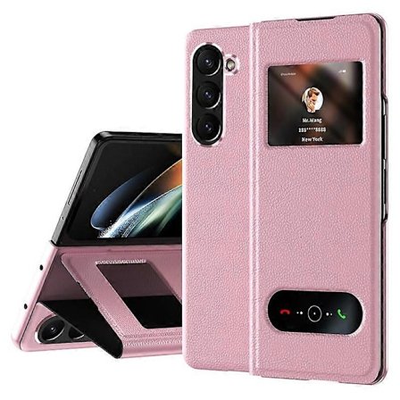 Til Samsung Galaxy Z Fold6 5G Etui PU Læder Litchi Tekstur Telefon Cover Visningsvindue