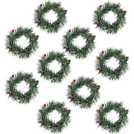 Paket med 10 st 5,7 tum mini julkransar, jul-ljusringar, julservettringar