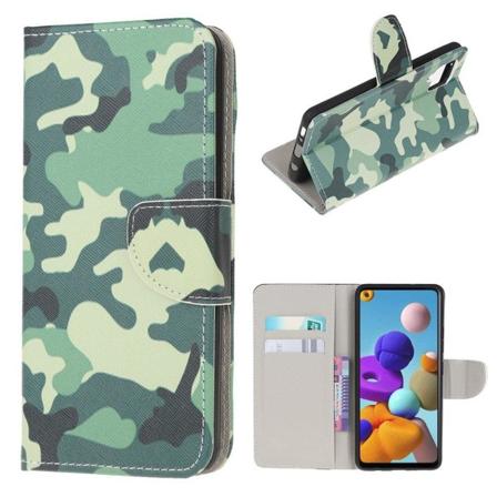 Wonderland Samsung Galaxy A22 4G flip etui - Camouflage Green