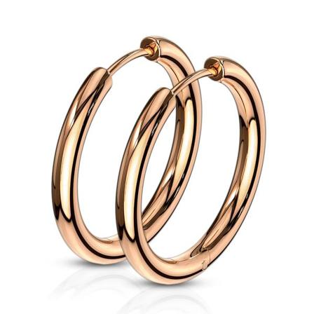 1Par 21 mm Hoops örhängen i Rödguldpläterad 316L kirurgiskt stål
