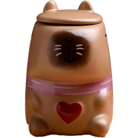 Capybara kaffekop, Capybara formet krus - 3D keramisk tekop Novelty kaffekrus med låg - Capybara vandkop til børn, voksne