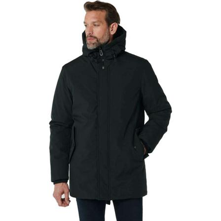 No Excess, Jacket long fit hooded greenish black Zwart, Heren, Maat:M