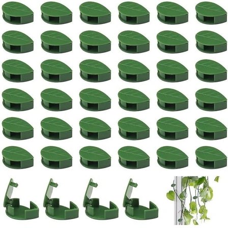 50 stk. planteklemmer til klatreplanter, selvklæbende plantevæg, plantekroge, fikseringsklemmer, grøn plastholder til H