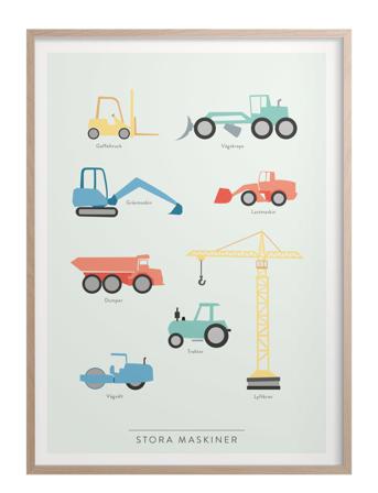 Stora Maskiner Home Kids Decor Posters & Frames Posters Vehicles Multi/mønstret Kunskapstavlan