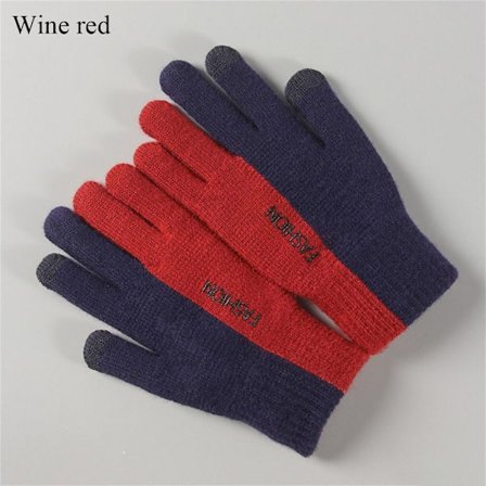 Herre Strikkehansker Fleecehansker VINRØD