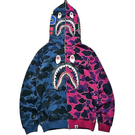 Shark Ape Bape Hoodie Camo Print Polyestertröja Casual Loose Zip Hoodie Jacka För Herr Dam