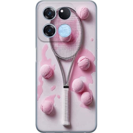 Kompatibel Mobilcover til OnePlus OnePlus Ace Racing Rosa glaskugler og tennisketsjer i et kreativt stillbillede med legende popfølelse og moderne de