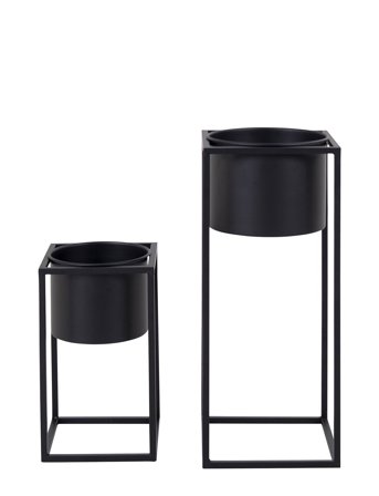 House Nordic Mette - Flowerpots, Steel, Black, Set Of 2 - Black - 50.5X19.5X19.5CM