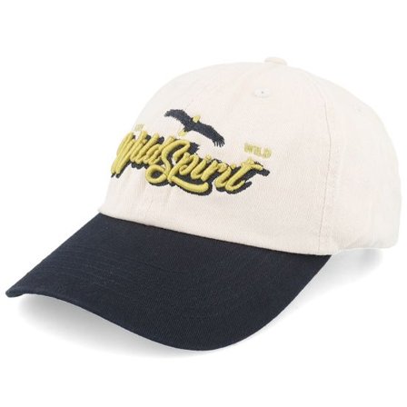 Wild Spirit - Beige unconstructed Keps - Stay Wild Script Washed Stone/Black Dad Cap @ Hatstore