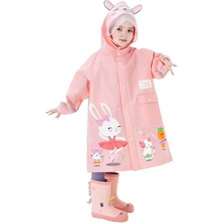 Regnkappa med huva, vattentät poncho för barn, unisex, overall, djurmönster, unisex regnkläder, lång jacka, kappa