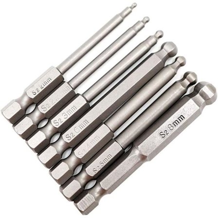 Sæt med 7 lange mandlige nøgler med kuglehoved klassisk sekskant