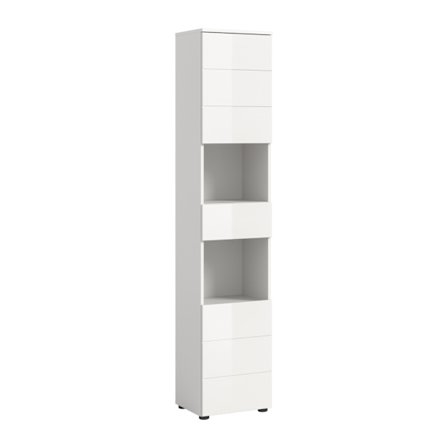 Rootz Tall Cabinet - kylpyhuoneen säilytysyksikkö - kiiltävä valkoinen kaappi - enimmäisvarasto - 38x190x34 cm
