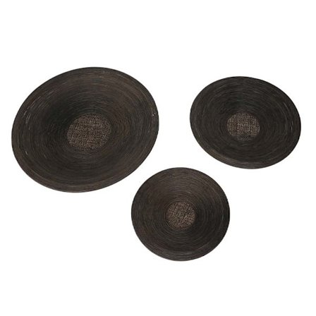 Vægdekorationssæt, 3 dele, træ og bambus, 60x60 cm