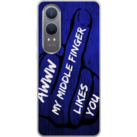 Kompatibelt Mobildeksel til OnePlus Nord CE4 Lite Mørk typografisk illustrasjon med hjerteform og budskap om vennskap mot dyp blå tretekstur