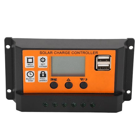 Solar Charge Controller LCD-display 3-stegs regulator för 12V 24V syra-litiumbatterier 20A