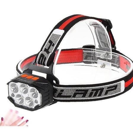 LED-pannlampa, uppladdningsbar, 1100 lumen, röd, superljus, pannlampa, ficklampa, 7 ljuslägen, vattentät