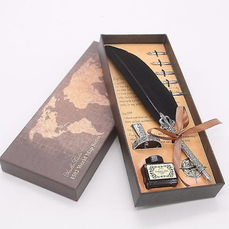 Vintage Fjäderpenna, Vintage Fjäderdopppenna Skrivinksats, Affärsgåva