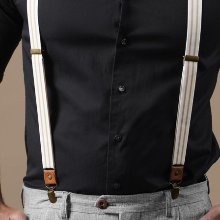 Tirantes vintage beis y crema para hombres - Tirantes con clip