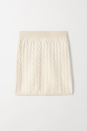 Soft Goat - Cable Knit Skirt - Cashmere skirt - M - Feather White