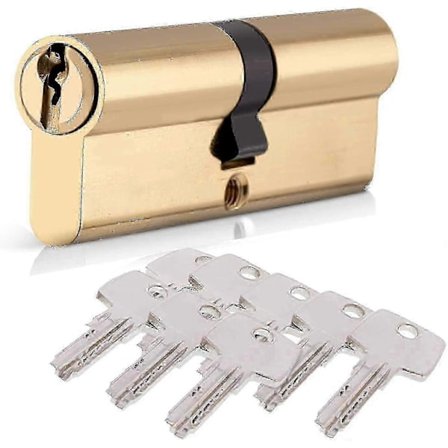40/40 80mm Sylinderlås Euro Dobbel Dør Med 8 Nøkler Messing Finish Slagfast)