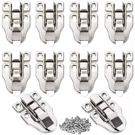 Lådspänne Spaklås Fjäderlås Växelspänne Hantverkslåda Spännen Fjäderlås Resväska Spänne med Skruvar för Trälåda Hantverkslåda, 10 Stycken