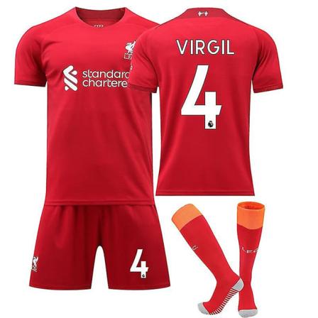 22/23 Liverpool Hjem Salah Mane Fodboldtrøje til børn VIRGIL NO.4 16 zdq