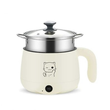 1.8L Elektrisk Vattenkokare, Liten Riskokare, Mini Risångare, Snabb Nudelkokare med Ånglock för Studenthem eller Hem (Beige)—yux