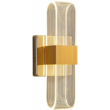 LED væglampe 12W Moderne indendørs væglampe Dæmpbar senglampe Oval akryl væglampe Dekorative lys til stue soveværelse Gang (Guld)