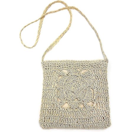 Halmveske over skulderen, dameveske sommerstrand vintage håndlaget toteveske vevd håndveske kvinner