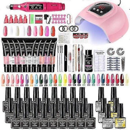 Nagelset med nageltork Manikyr Maskinset Nagel Polygel Polish Gel Set Soak-off Nagelkonstverktygset - Aespa