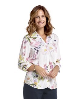 Skjorta med 3/4-ärm Elin Vit - 48 - Åshild