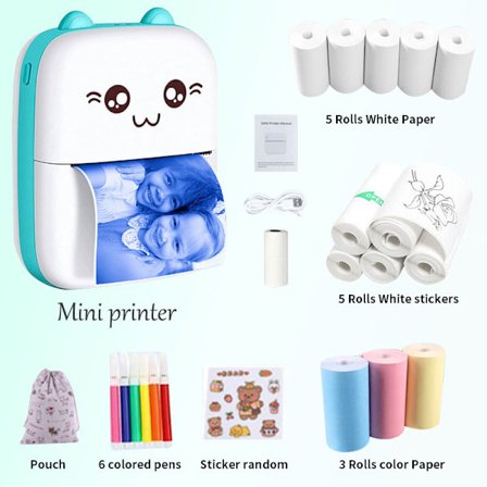 Fotoprintersæt, trådløs termisk fotoprinter, bærbar Bluetooth-printer uden blæk, printer til fotolabels