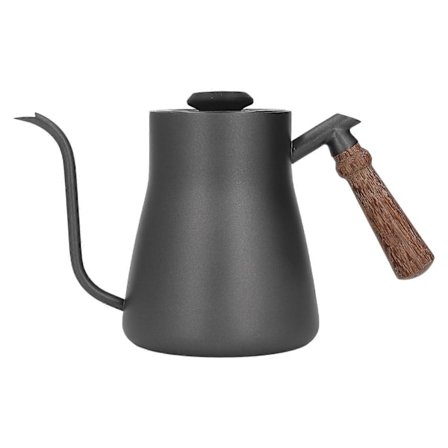 850 ml Hæld-over Kaffekedel med Termometer, Rustfrit Stål, Svanenhals Kaffekande med Træhåndtag