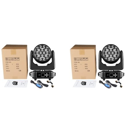 Rörliga Huvudlampor, 19x15W RGBW, DMX-kontroll, ljudaktiverad,2PCS Ljus, EU-plugg