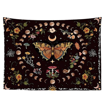 Oranssi perhonen kuutamo kukka seinävaate kasvitieteellinen kukka Boh