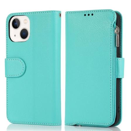 iPhone 15 Plånboksfodral med dragkedja - Praktiskt Flip-fodral Green