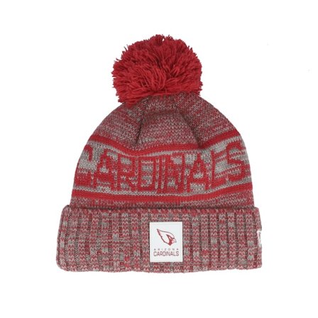 New Era - NFL Rød pom Beanie - Arizona Cardinals NFL 25 Sideline Cold Weather Sport Knit Red/Grey Pom @ Hatstore
