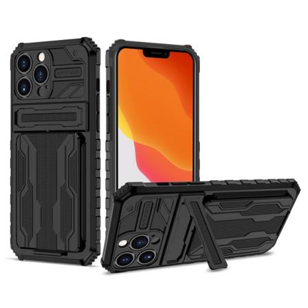 Iphone 13 Pro - Hybrid Armor Skal Med Kortfack - Svart