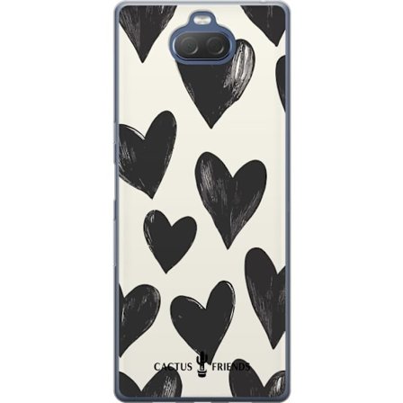 Kompatibel Mobilcover til Sony Sony Xperia 10 Plus Cactus and Friends - Bold Black Love Pattern