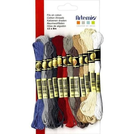12 flerfärgade bomullstrådar x 8 m - Höst