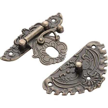 Retro-stil Hengelås Lås Nøkkel Låsbeslag Sett Bokslås Med Skruer 4stk