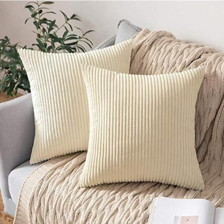 2 st manchester cover, solid randigt case(45*45cm) Beige