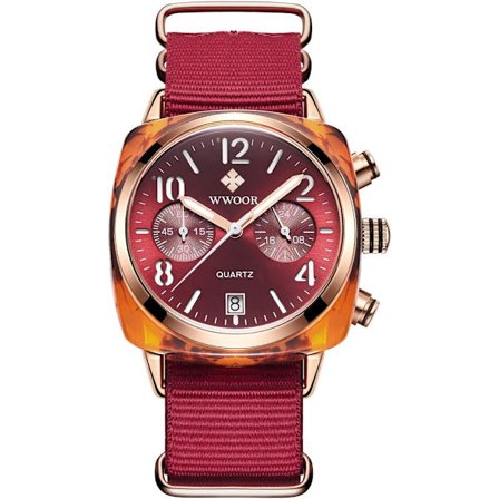 Damklockor Datum Vattentät Analog Quartz Klocka Nylonarmband Klänning Lyx Armbandsur