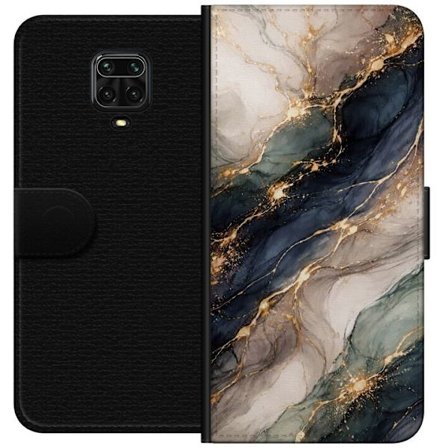 Kompatibel Tegnebogsetui til Xiaomi Xiaomi Redmi Note 9 Pro Luksuriøs abstrakt marmorkunst i sort, hvid og guld med elegante linjer, eksklusivt desig