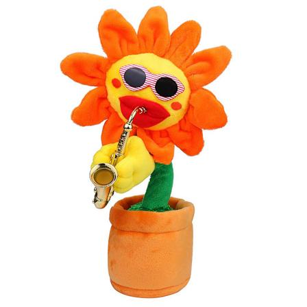 Syngende og dansende blomst med saxofon plys sjovt elektrisk legetøj