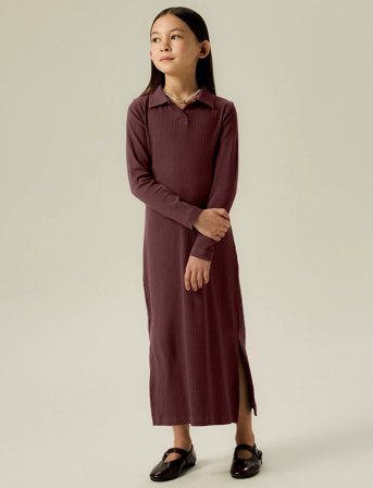 name it Nkfkissia Ls Slim Maxi Dress - Brown - 116