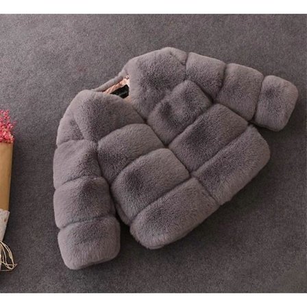 Jenter Grå Fuskepels Baby Tykk Parkas Jente Varme Kåper Jakke Yttertøy Barn