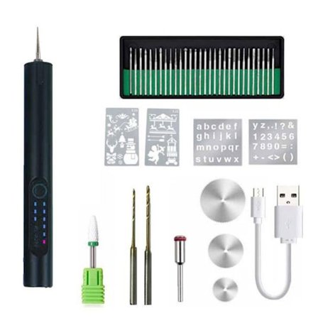 Träbearbetning Gravyr Penna Mini Wireless Drill SVART