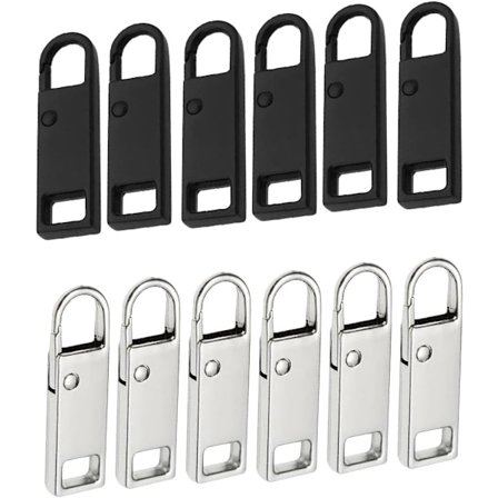 Dragkedjeflikar för Reparation, 12 st Metall Dragkedjeflik, Avtagbar Metall Dragkedjeflik, Ersättningsdragkedjeflik, För Plånbok, Kläder, Jeans, 