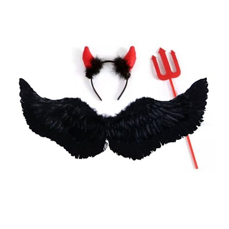 3 stk. Djævel-Engle Kostume Kit, Halloween Demon Vinger Party Cosplay Klæd-Ud Tilbehør